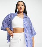 Heartbreak Plus Oversized Shirt In Blue Plaid - Part Of A Set-black