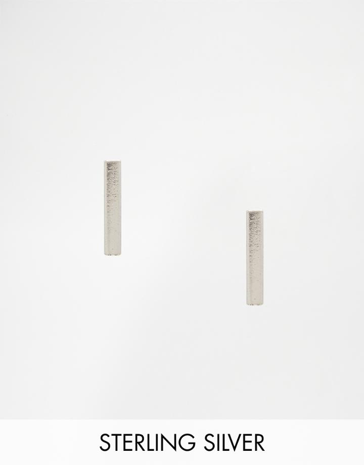 Asos Sterling Silver Solid Bar Earrings - Silver