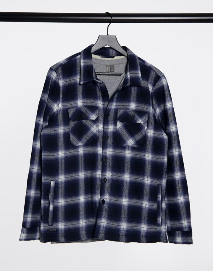 Threadbare Borg Lined Thick Check Shirt-blue