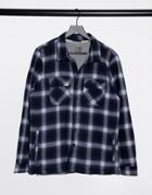 Threadbare Borg Lined Thick Check Shirt-blue