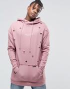 Hand Of God Oil Washed Hoodie With Dropped Shoulder - Pink