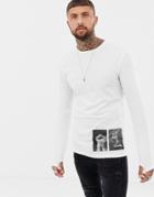Religion Long Sleeve Top With Patch Print-white