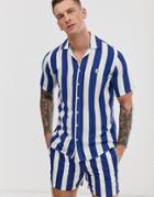 Le Breve Two-piece Striped Short Sleeve Shirt - Navy