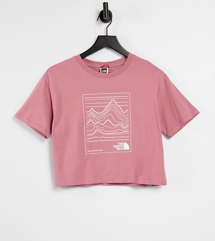 The North Face Stroke Mountain Cropped T-shirt In Pink Exclusive At Asos