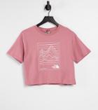 The North Face Stroke Mountain Cropped T-shirt In Pink Exclusive At Asos