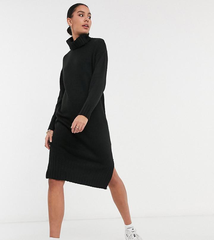 New Look Tall Rollneck Dress In Black