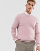 Asos Design Lambswool Sweater In Pastel Pink