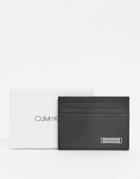 Calvin Klein Plaque Card Holder In Black