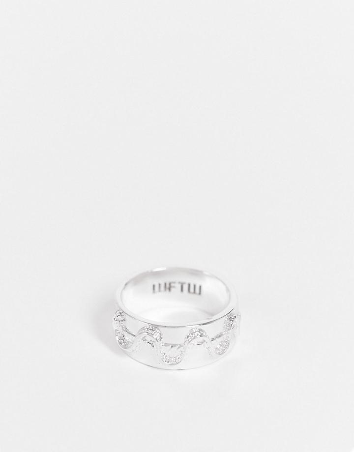 Wftw Serpentine Embossed Back Ring In Silver