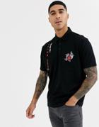 Asos Design Relaxed Polo With Japanese Text And Dragon Print