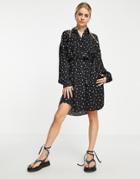 Love Moschino Mini Heart Print Knit Dress In Black