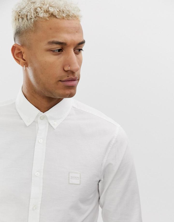 Boss Mabsoot Slim Fit Oxford Shirt In White