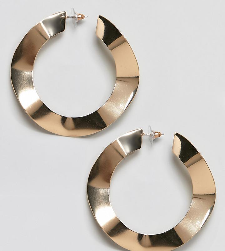 Designb London Gold Hammered Hoop Earrings - Gold