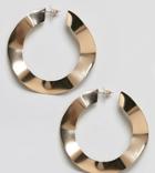 Designb London Gold Hammered Hoop Earrings - Gold