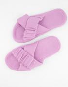 Asos Design Zelda Ruched Cross Strap Slippers In Lilac Waffle-purple
