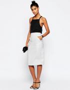 Asos Pu Pencil Skirt With Pocket Detail - Ice Gray