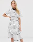 C By Cubic Vintage Style Polka Dot Midi Dress - White
