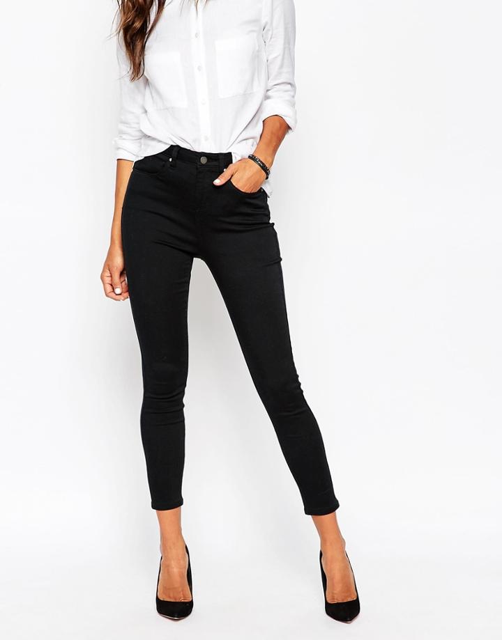 Asos Ankle Length Stretch Skinny Pants - Black