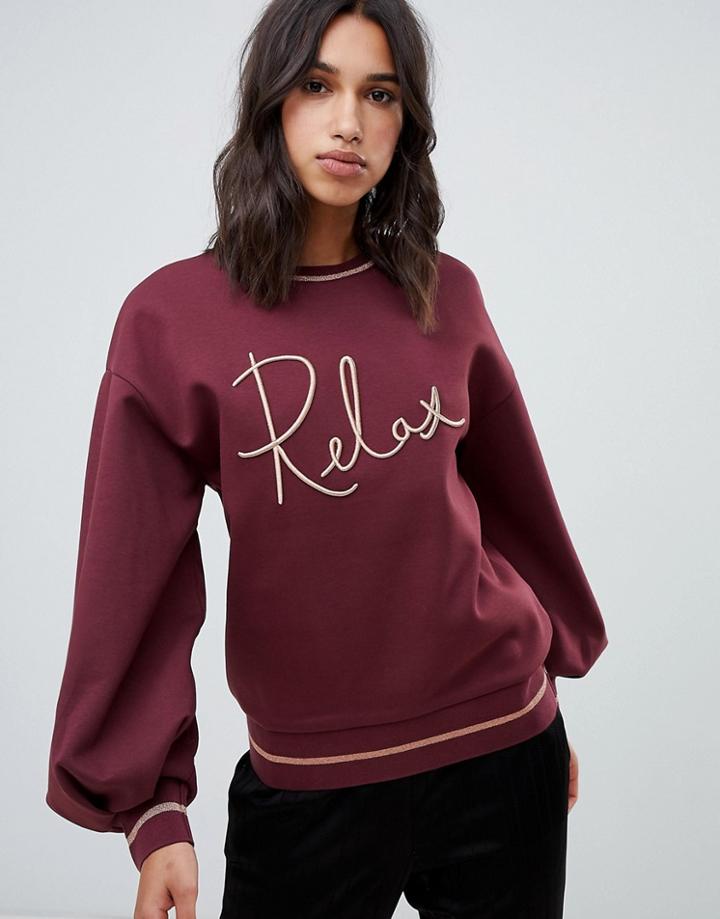 Ted Baker Ted Says Relax 'relax' Logo Full Sleeve Sweat - Red