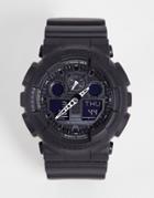 Casio G Shock Silicone Watch In Black-silver