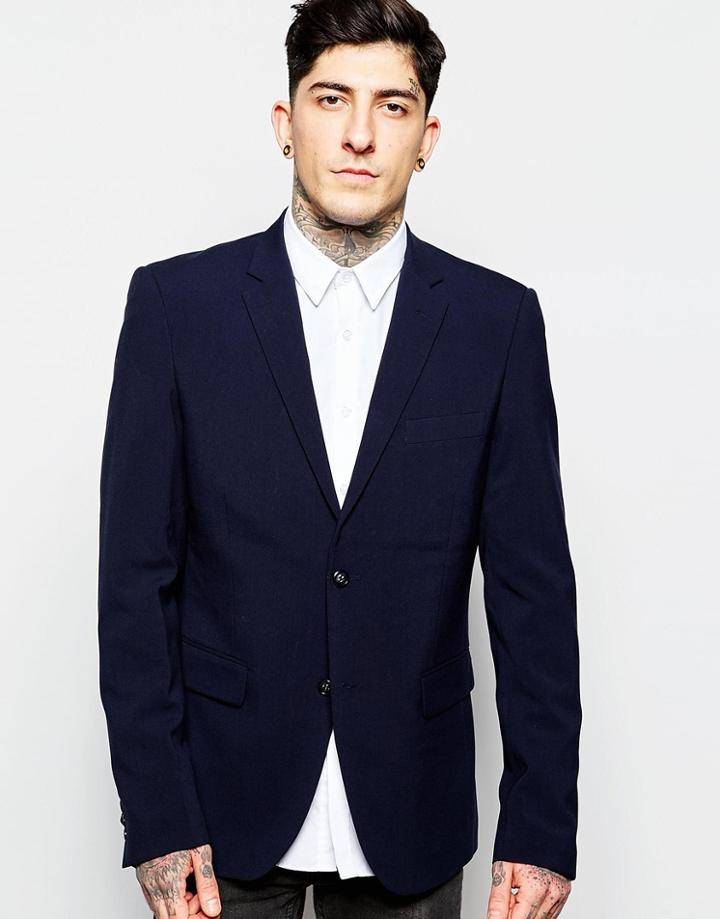 Lindbergh Suit Jacket In Slim Fit In Navy - Navy