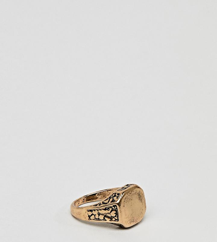 Designb Signet Ring In Brushed Gold Exclusive To Asos - Gold