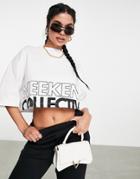 Asos Weekend Collective Boxy T-shirt With Cut-off Logo In White