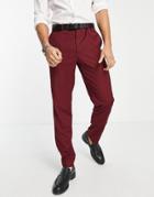 Harry Brown Wedding Skinny Fit Suit Pants In Berry-red