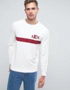 Lee Logo Striped Sweatshirt Reverse Loop Back - White