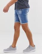 Brave Soul Skinny Fit Stretch Denim Shorts - Blue