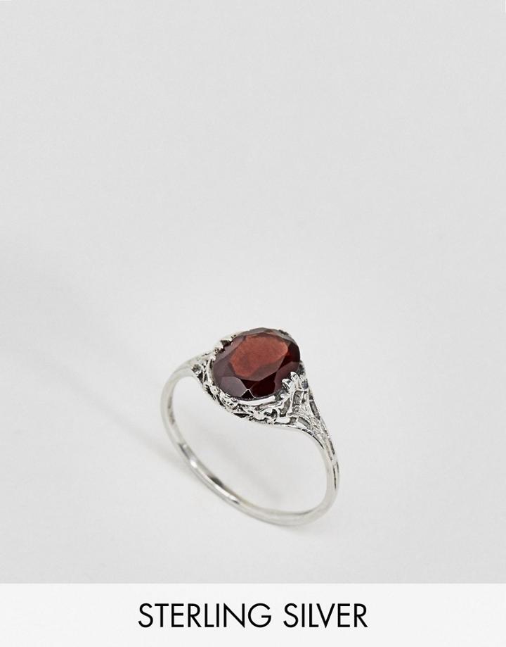 Regal Rose Bleeding Love Red Tourmaline Silver Sterling Ring - Silver