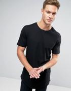 River Island Longline T-shirt With Curved Hem In Black