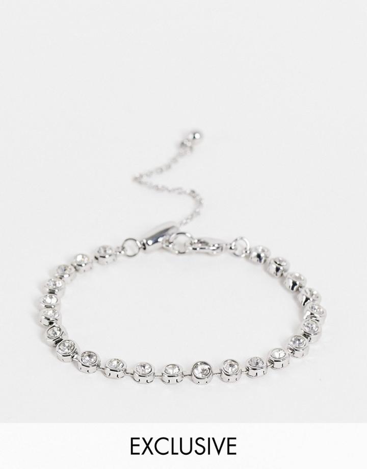 Reclaimed Vintage Inspired Unisex Bracelet With Y2k Crystals In Silver