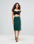 Rage Lace Pencil Midi Skirt - Green