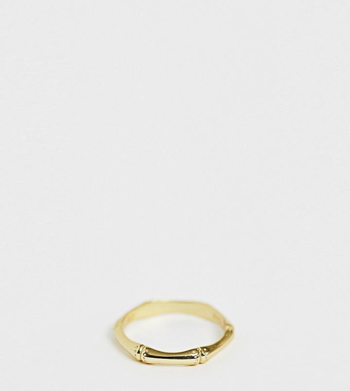 Kingsley Ryan Sterling Silver Gold Plated Chunky Bamboo Ring - Gold