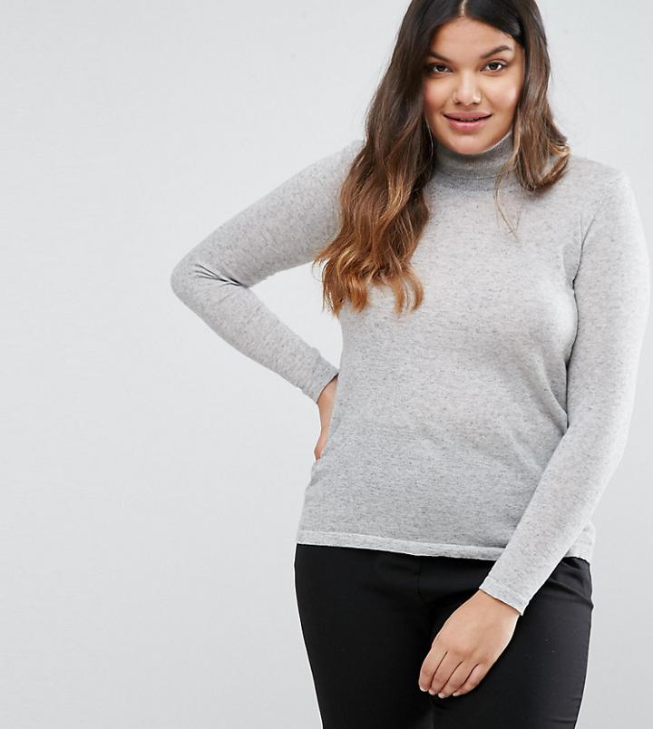 Junarose Roll Neck Knitted Sweater - Gray