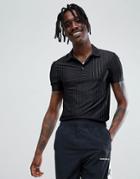 Asos Design Muscle Polo Shirt In Sheer Mesh Rib - Black