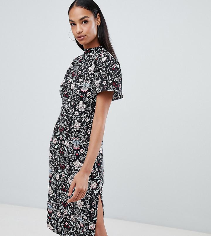 Boohoo Side Split Midi Dress In Floral - Multi