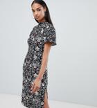 Boohoo Side Split Midi Dress In Floral - Multi