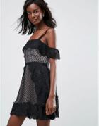 Majorelle Polka Dot Mini Evening Dress-black