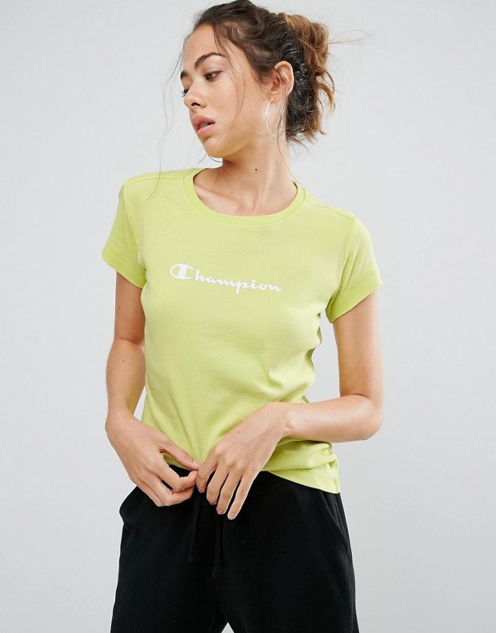 Champion Logo Crewneck T-shirt - Yellow