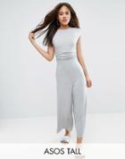 Asos Tall Jersey Jumpsuit With Waist Detail - Gray