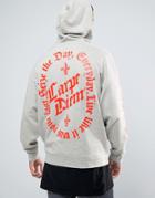 Asos Hoodie With Carpe Diem Print - Gray