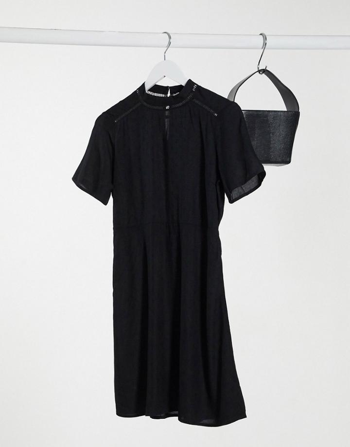 Vero Moda High Neck Skater Dress In Black
