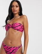 Unique21 Zebra Knot Bandeau Bikini Top-multi