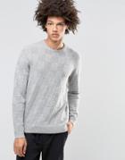 Asos Lambswool Rich Sweater With All Over Texture In Gray - Gray