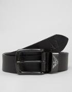 Armani Jeans Logo Leather Belt In Black - Black