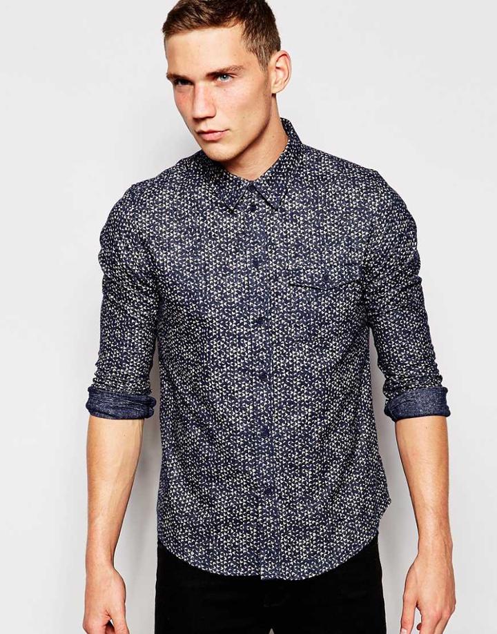 Another Influence Geo Print Shirt - Navy