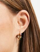 Pieces Rainbow Huggie Earrings In Gold
