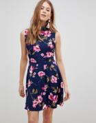 Uttam Boutique Flower Print Frill Neck Dress - Multi